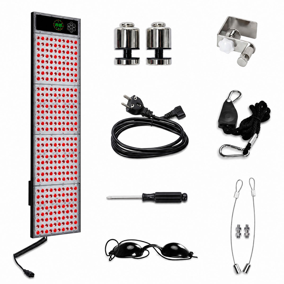 RLF SPA red light panel with accessories and EU plug cable